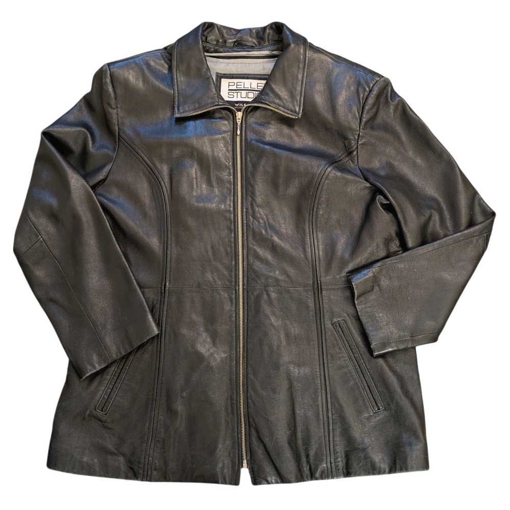 Pelle Studio Wilsons Leather Jacket Black Zip Front‎ Thinsulate Women's XL